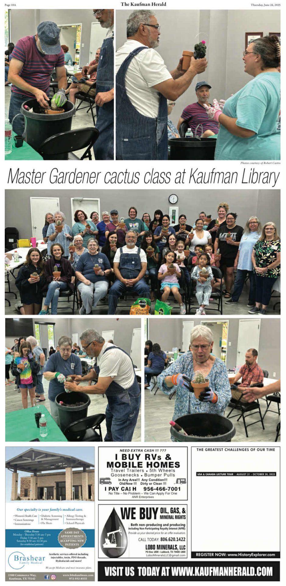 Kaufman Herald article part 2 featuring Robert Castro's cactus class at the Kaufman Library
